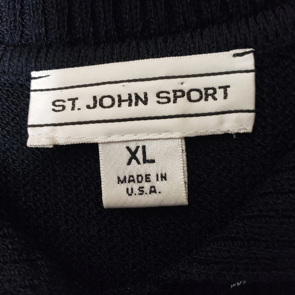 St. John Sport Dress Extra Large Knit Sleeveless Black White Zebra Collared Wool - Picture 7 of 15